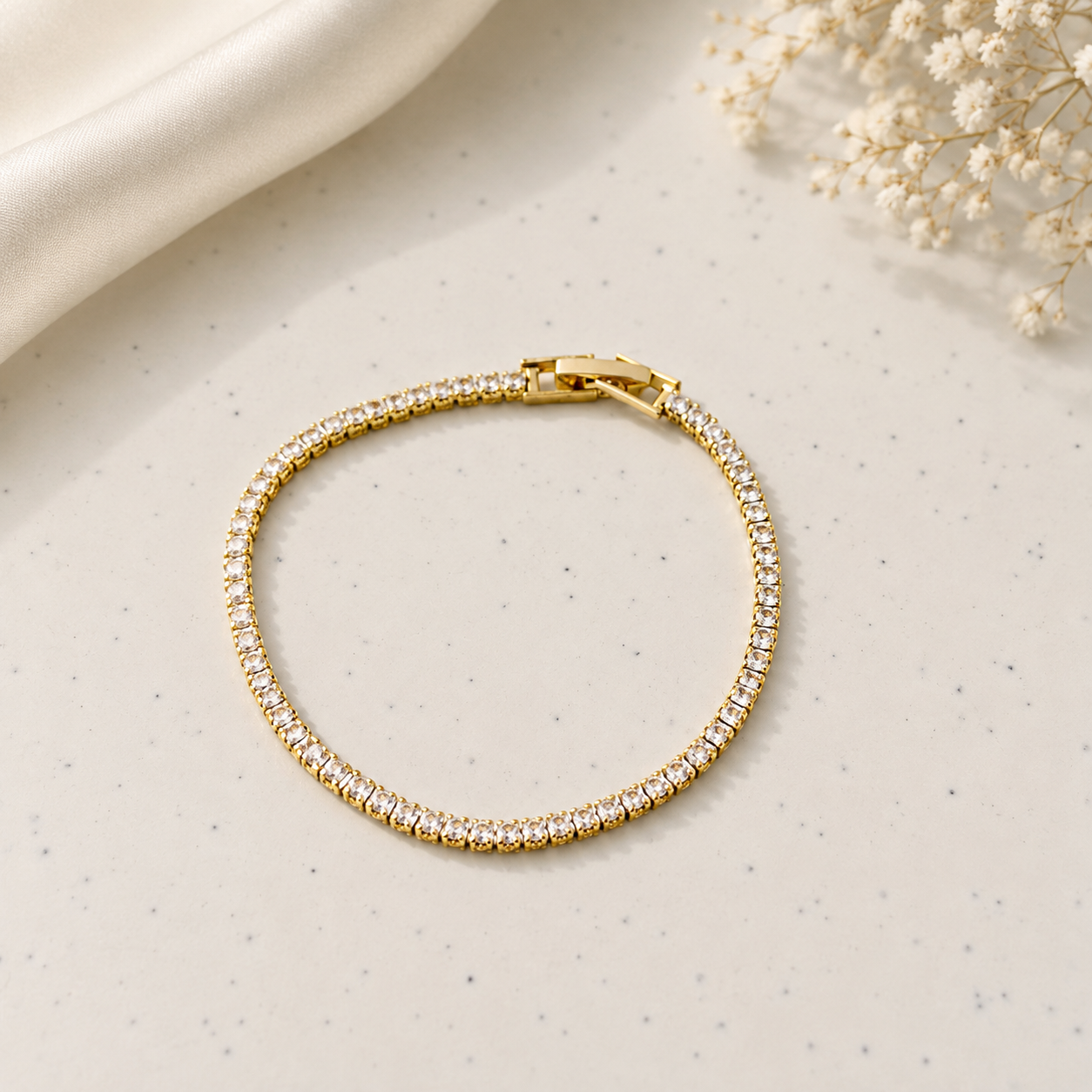 Tiny Gold Tennis Bracelet