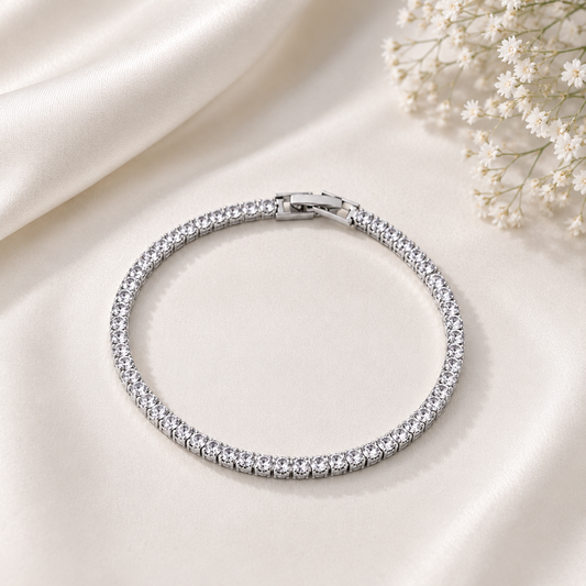 Tiny Silver Tennis Bracelet
