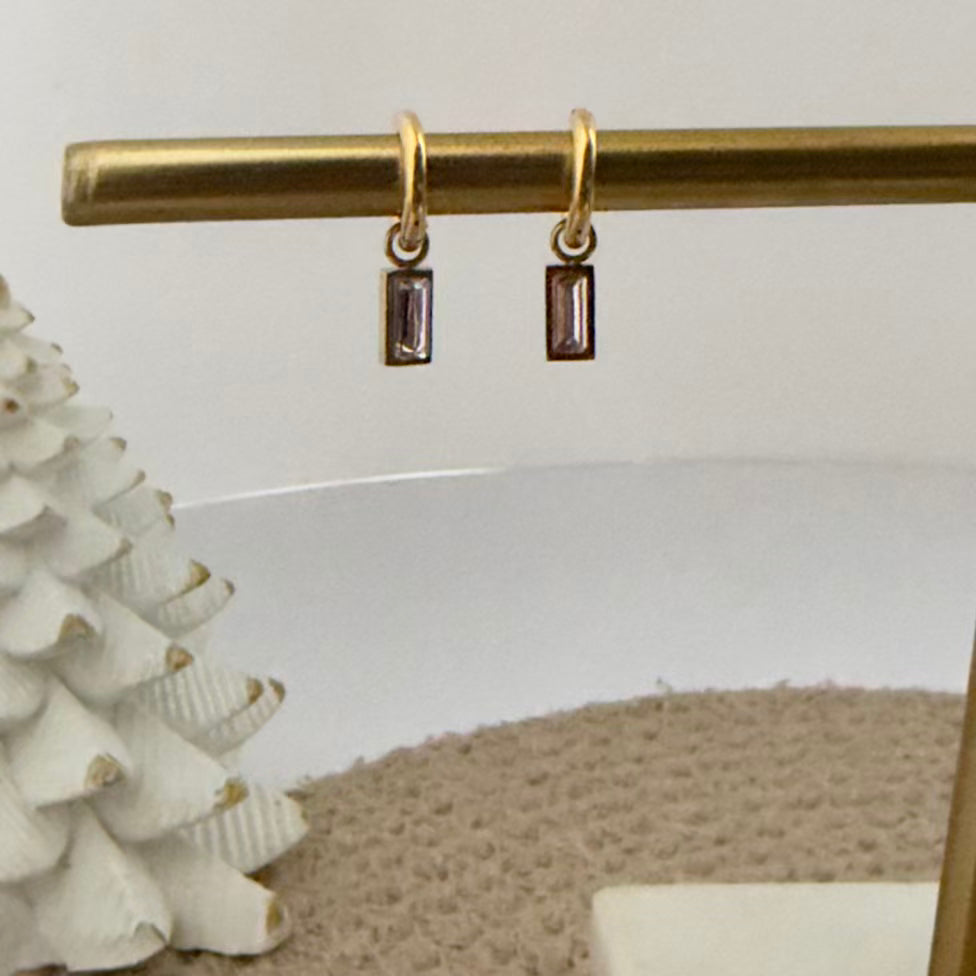 Pink crystal drop earrings