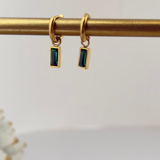Green crystal drop earrings