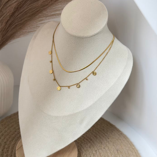 Sun dot layers necklace