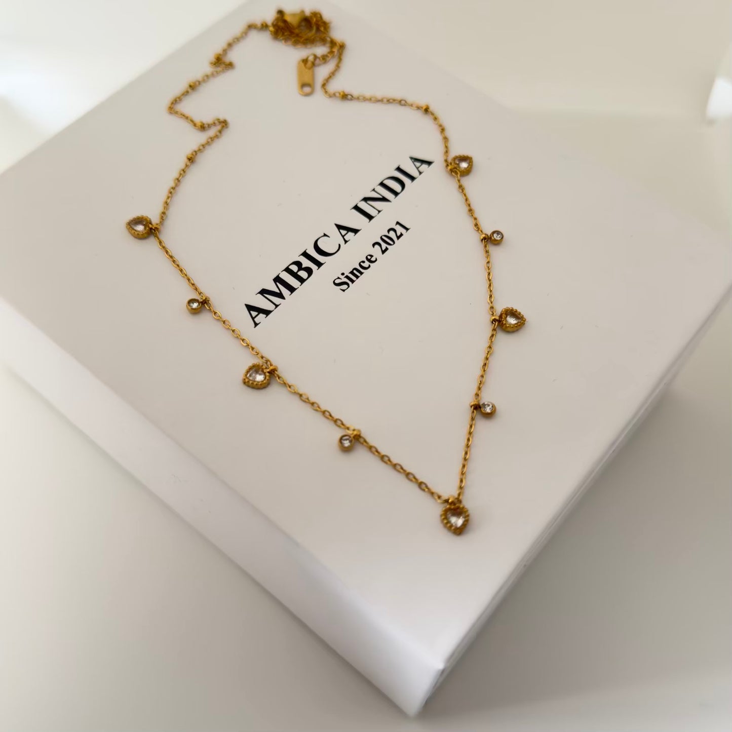 Tiny heart crystal necklace