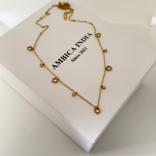 Tiny heart crystal necklace