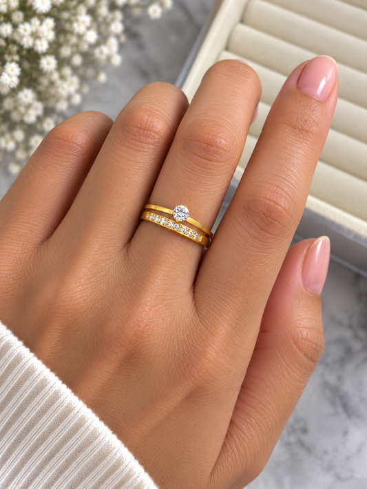 Aurelia Solitaire Duo Ring