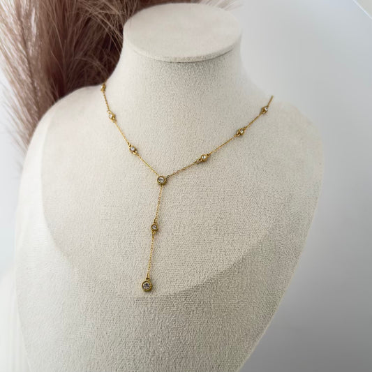 Tiny white crystal drop necklace