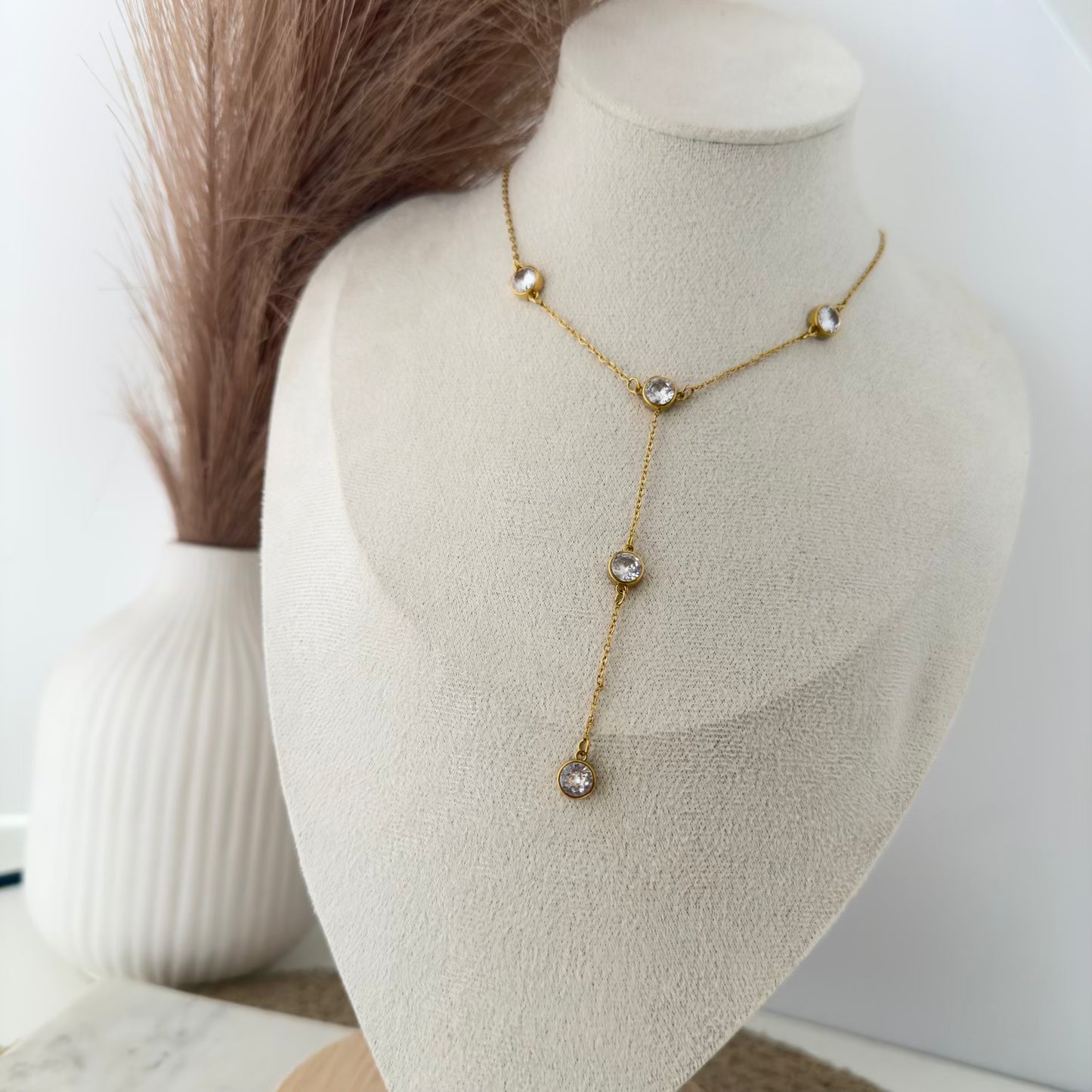 White crystal drop necklace