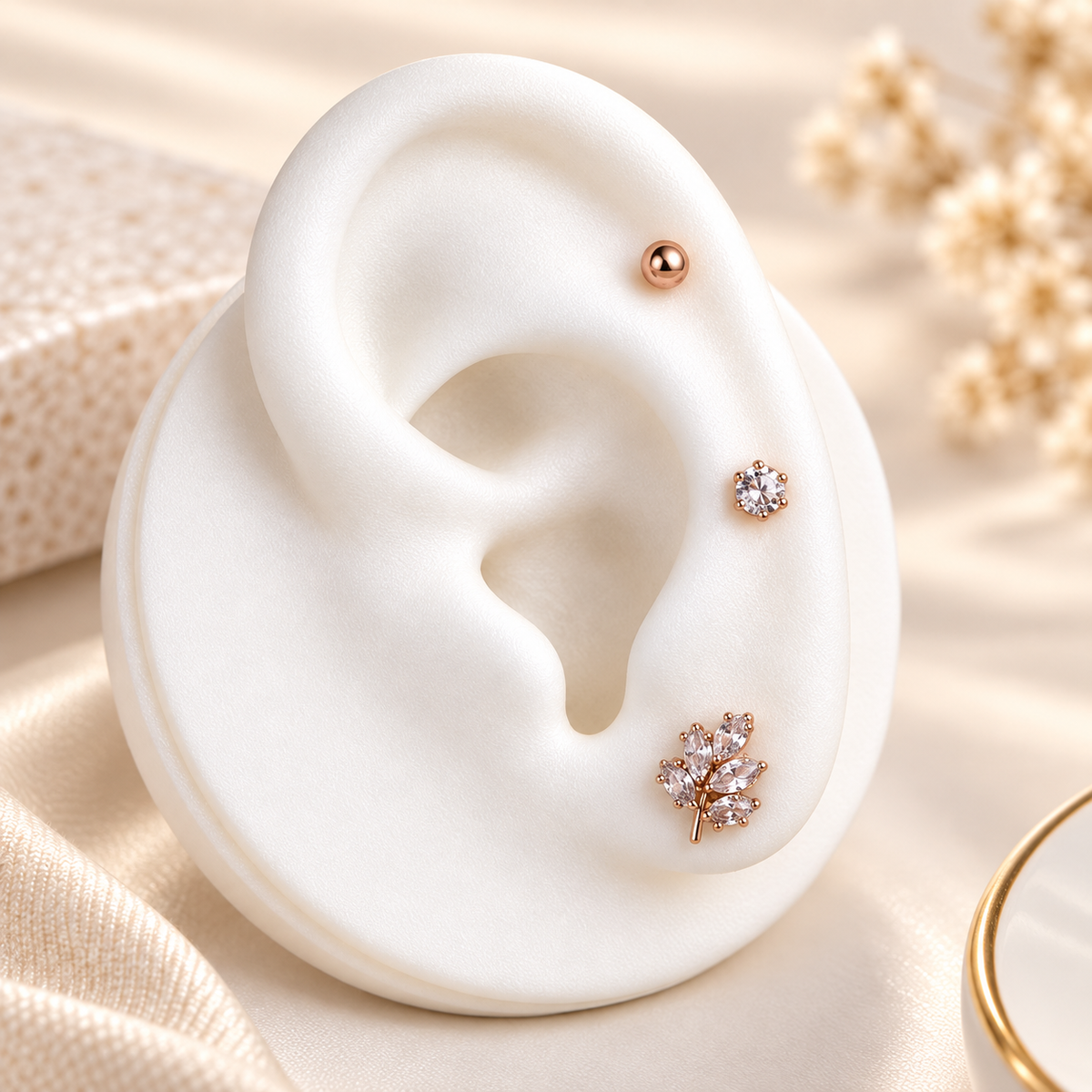 Leafy piercing earrings