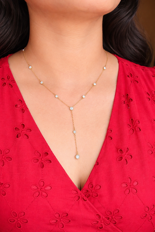 Tiny white crystal drop necklace