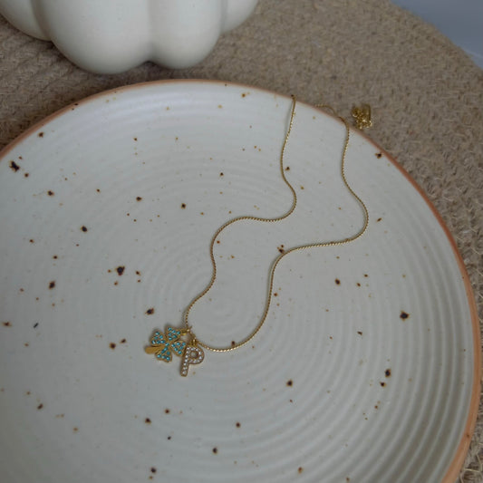Initial P with flower necklace