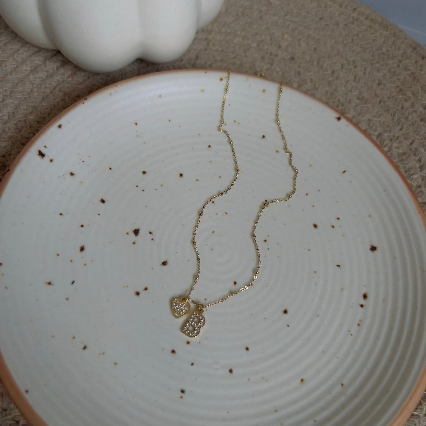 Initial B with heart necklace
