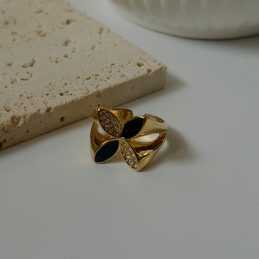 Black flower ring