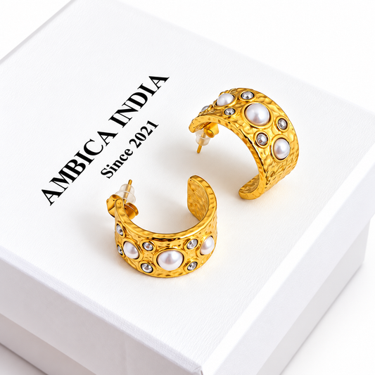Luxe Pearl Statement Hoops