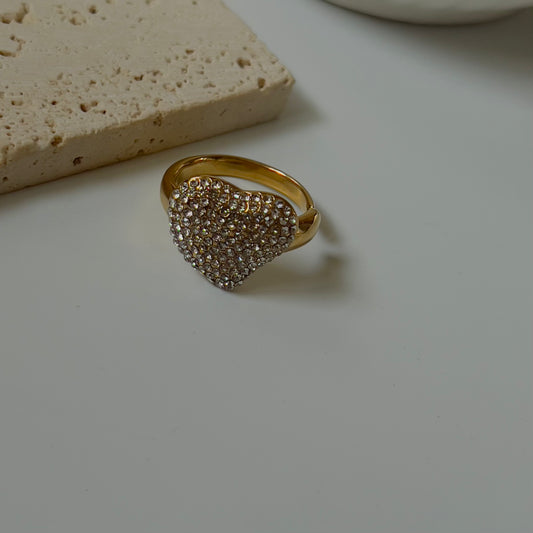 Studded heart bold ring