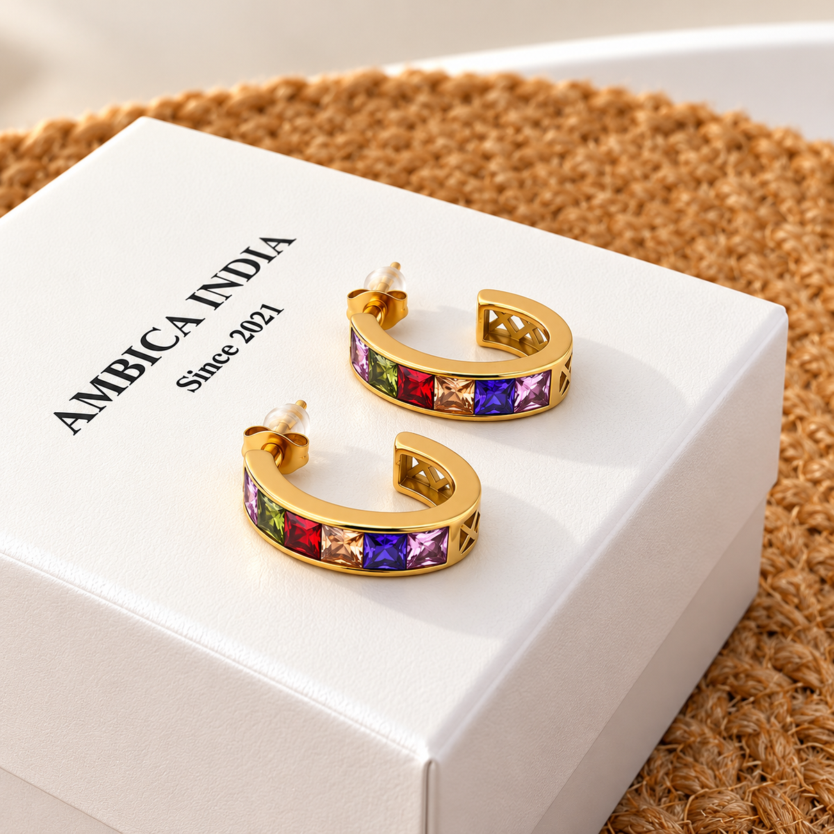 Multicolour crystal hoops