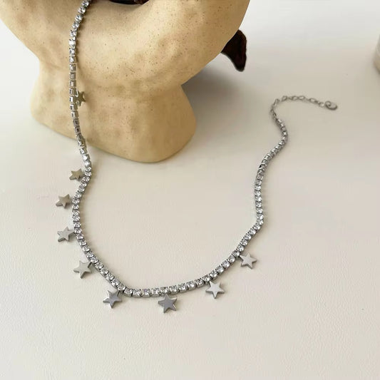 Star Tennis necklace silver plated