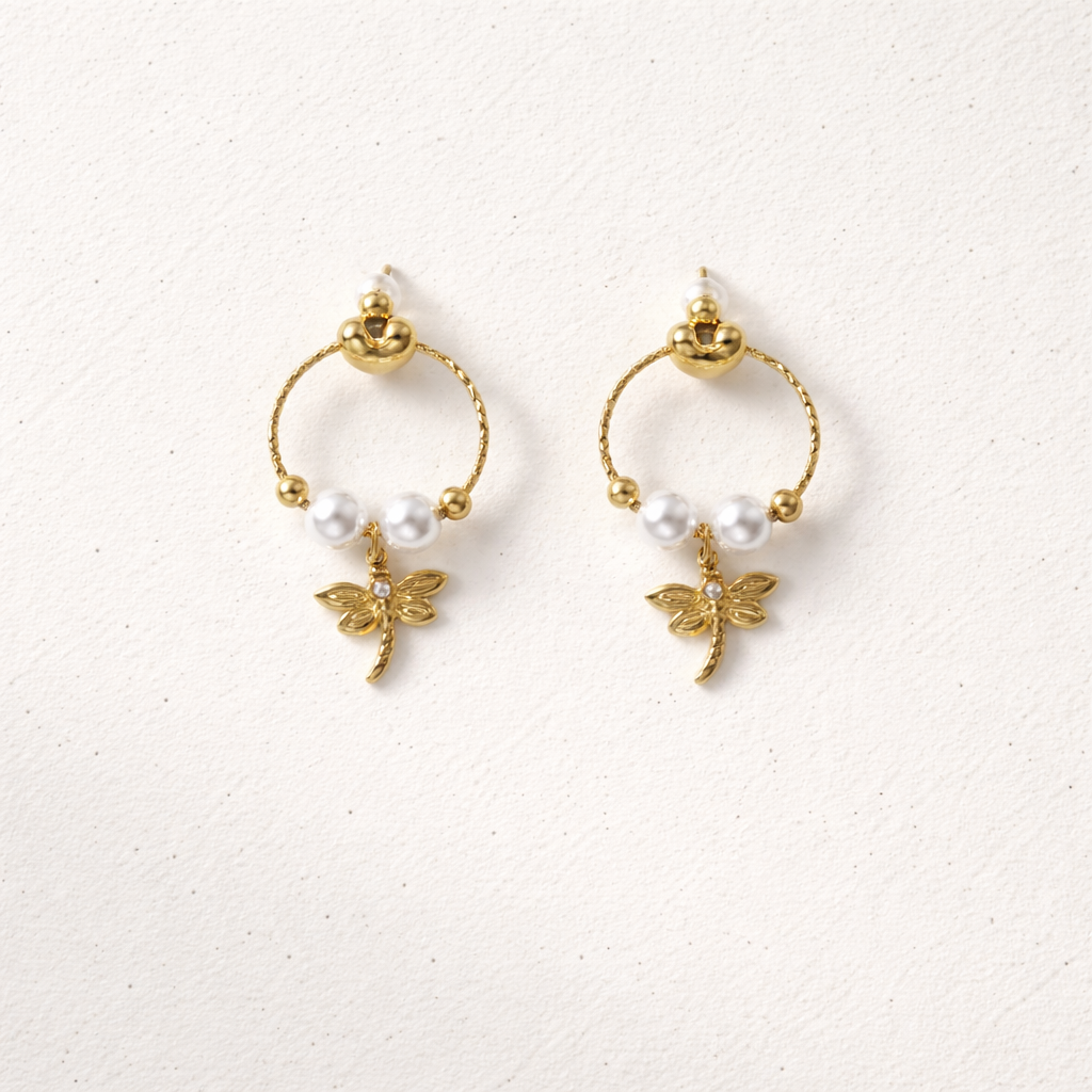 Pearl Dragonfly earrings