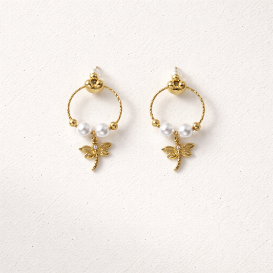 Pearl Dragonfly earrings