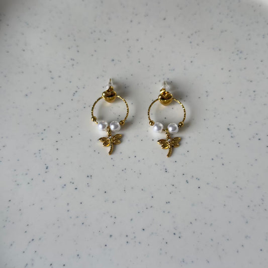 Pearl Dragonfly earrings