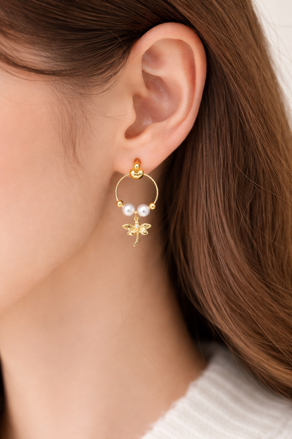 Pearl Dragonfly earrings