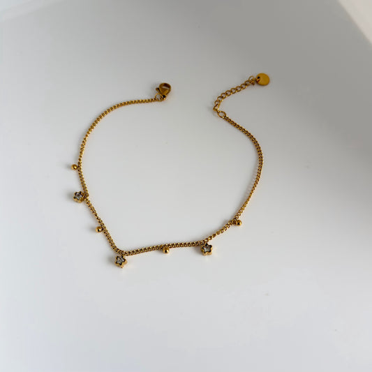 Tiny star white crystal anklet