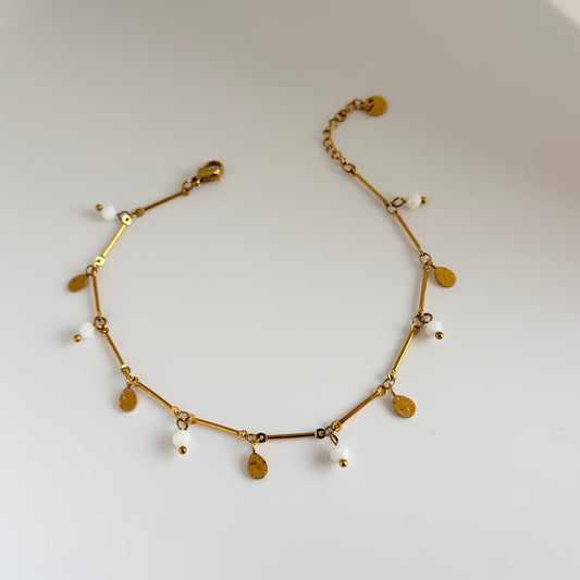 Dainty Pearl Drop Anklet