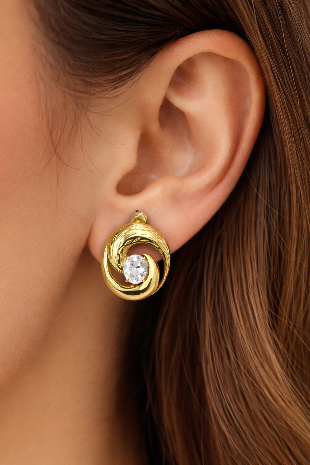 Crystal Wave Gold Earrings