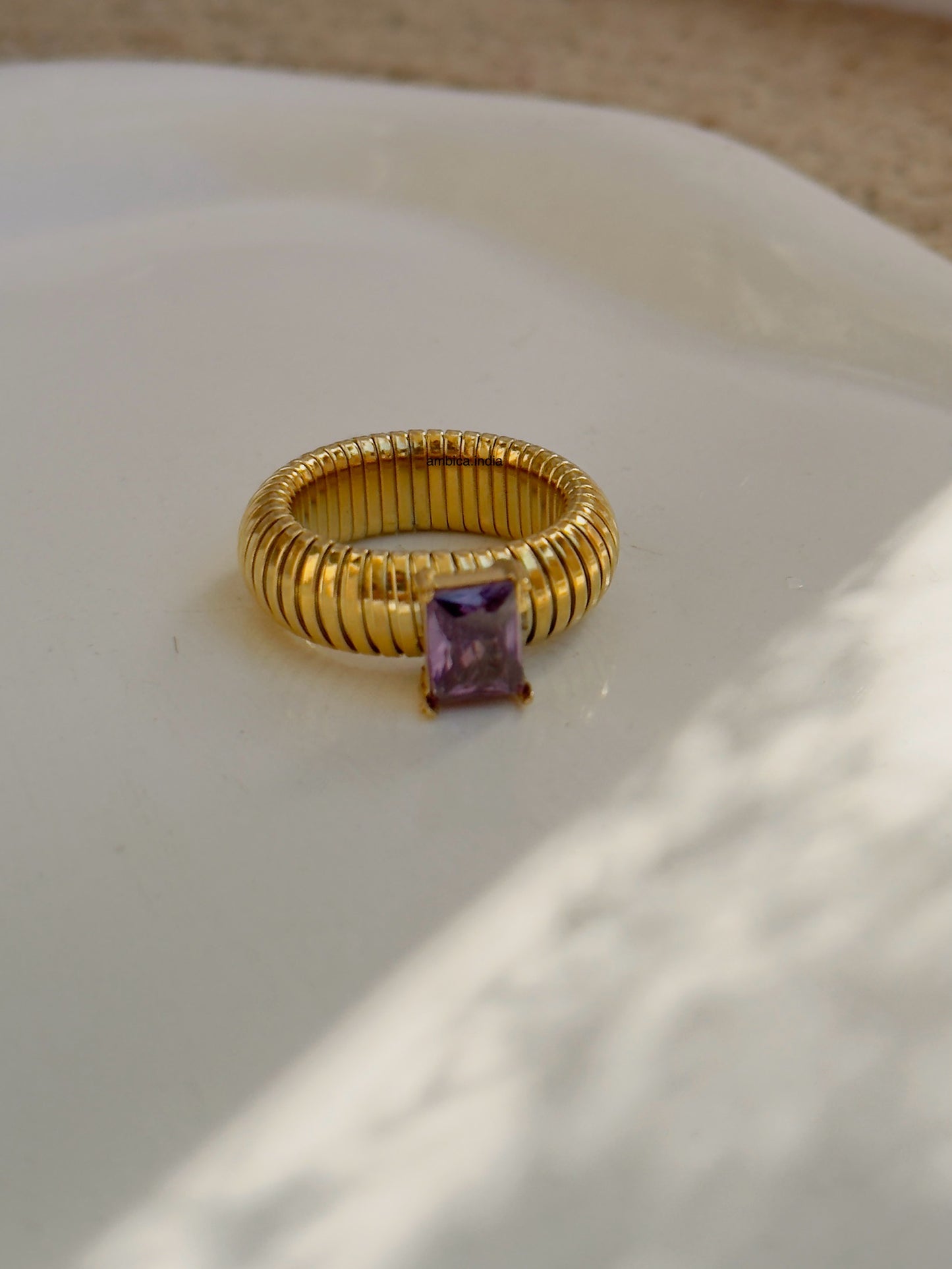 Purple crystal chunky viper ring