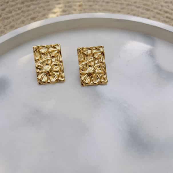 Square flower earrings