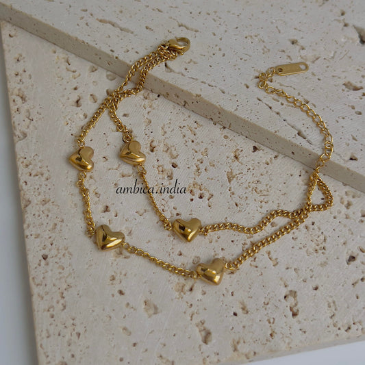 Heart layered bracelet
