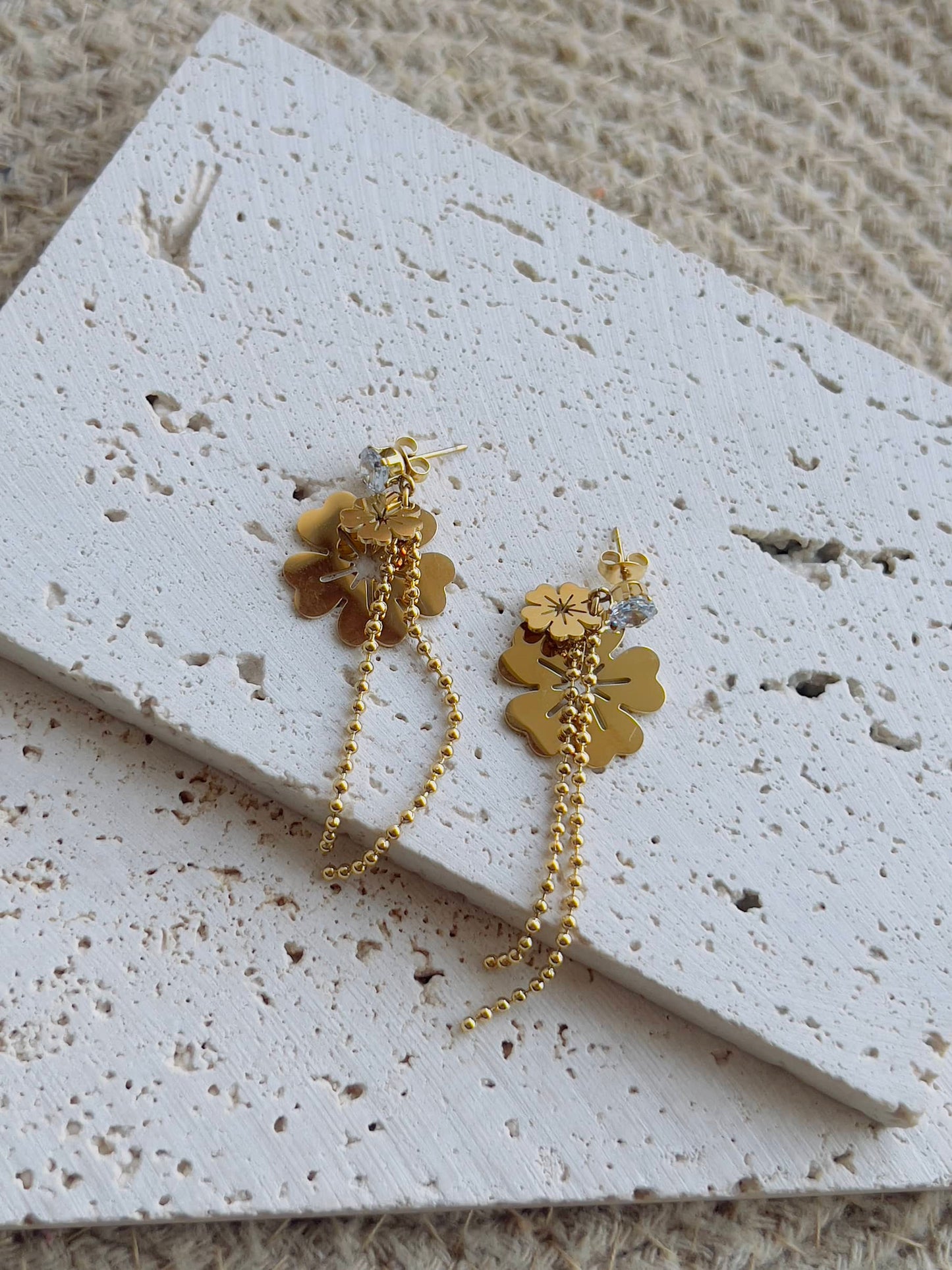 Flower long earrings