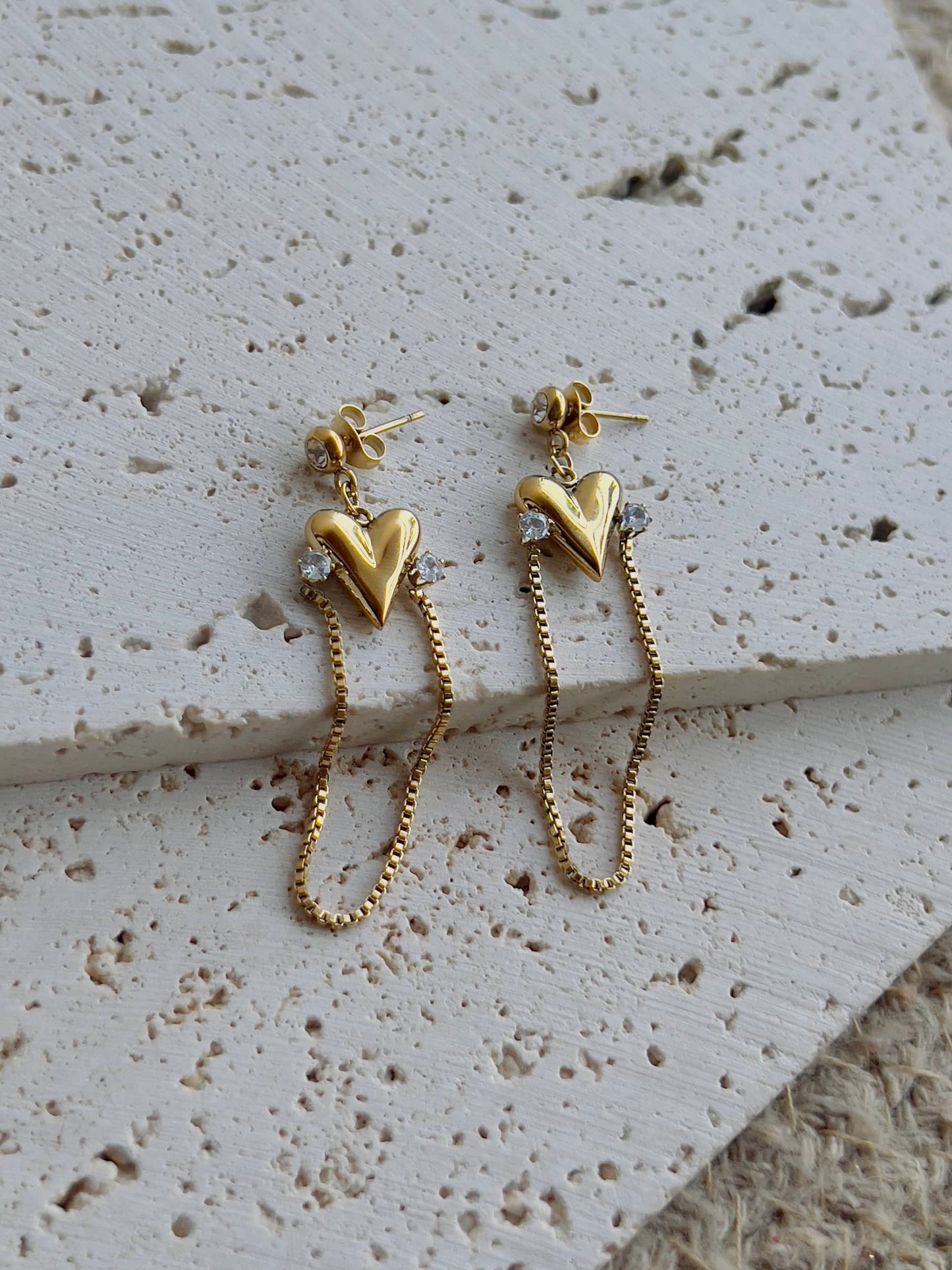 Heart long earrings