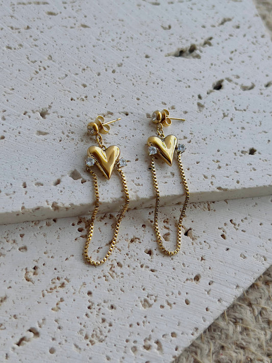 Heart long earrings