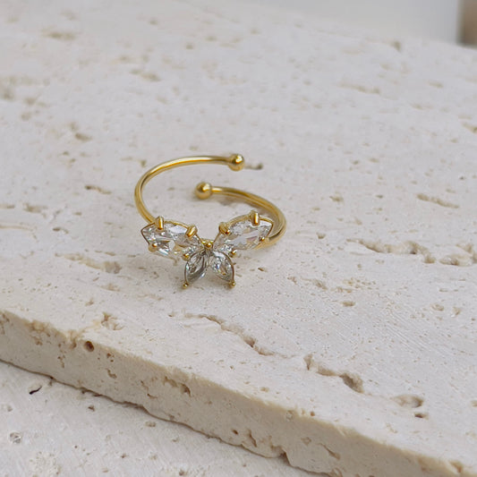 White butterfly ring