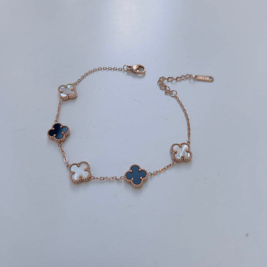 Small clover reversible bracelet rose gold plated