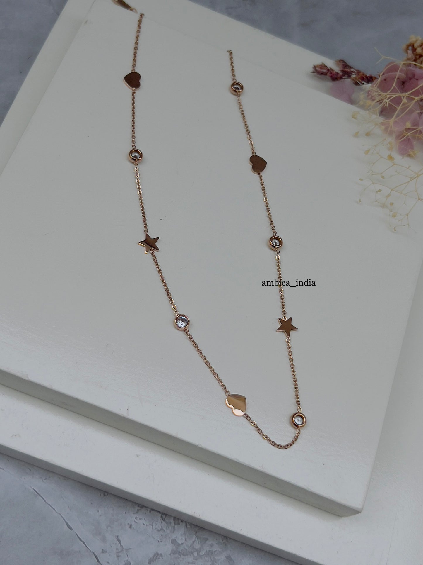 Start with heart white stone necklace