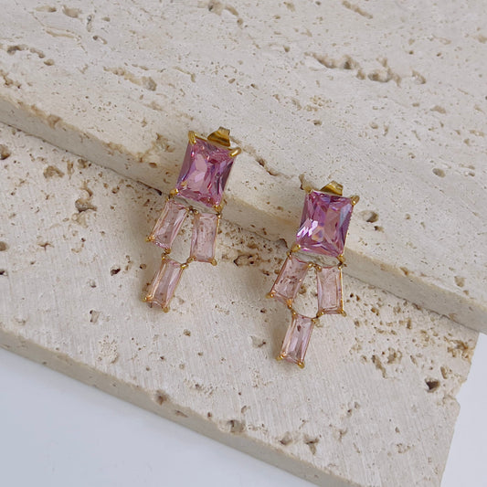 Pink crystal earrings