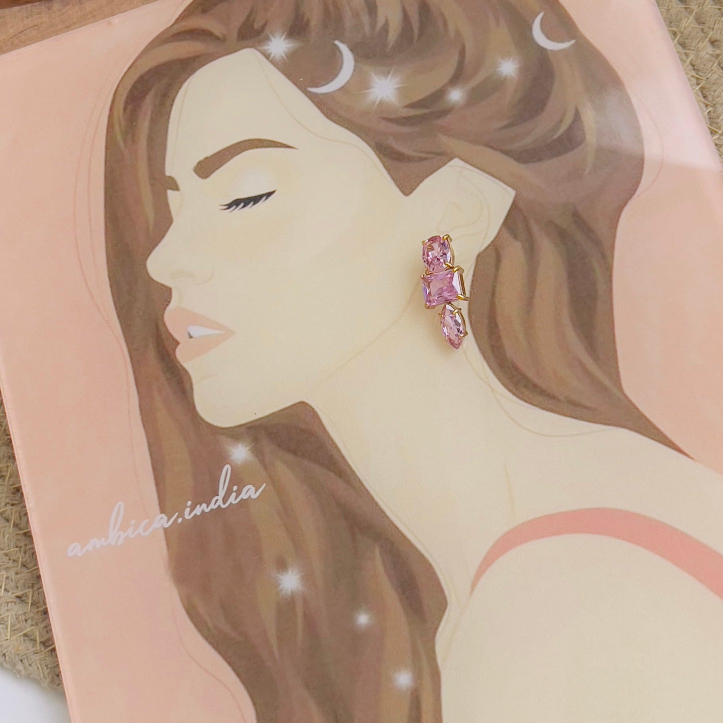 Pink crystal earrings