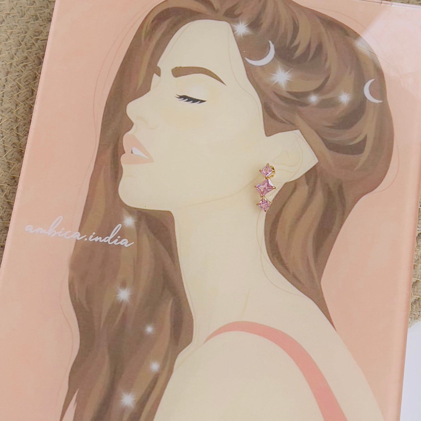 Pink crystal earrings