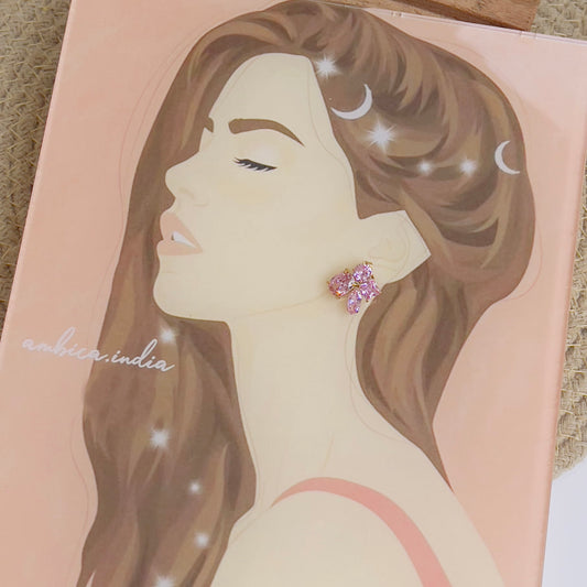 Multishape pink crystal earring