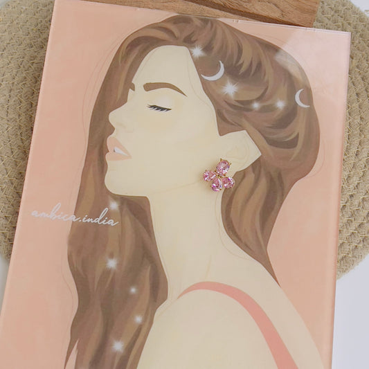 Flower pink crystal earrings