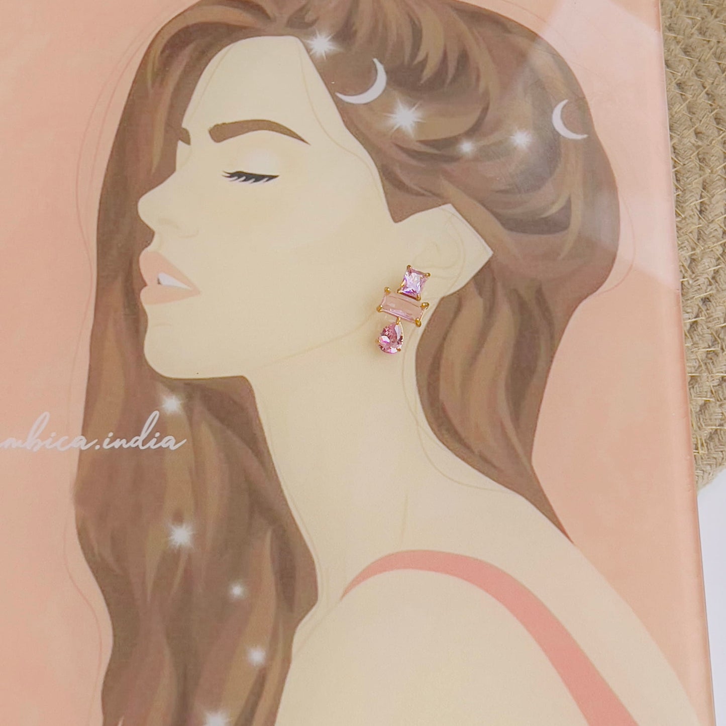 Pink crystal earrings