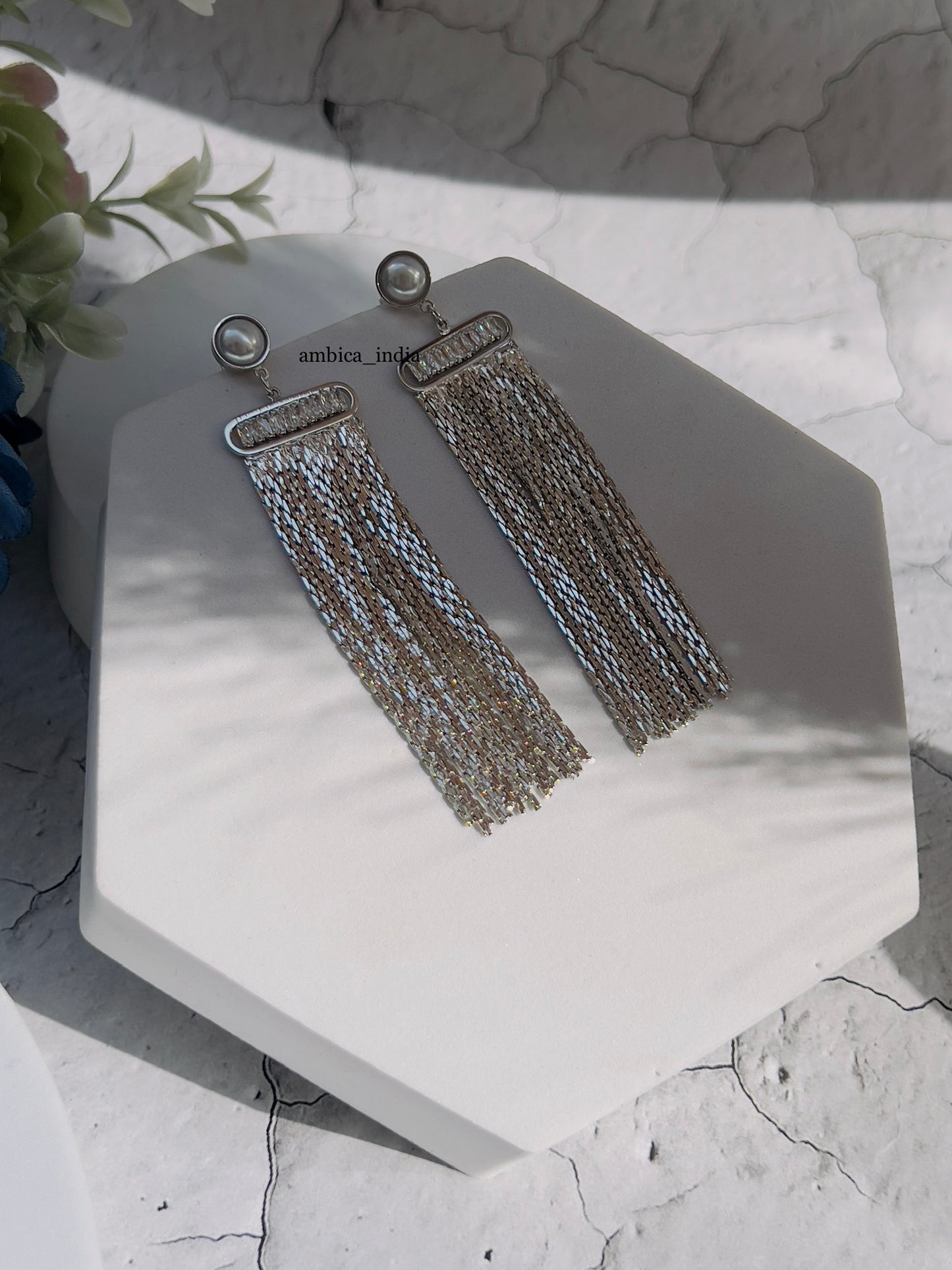 Crystal with tassel earrings