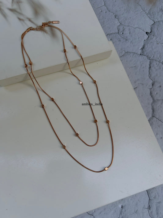 cube layered necklace rose gold plated