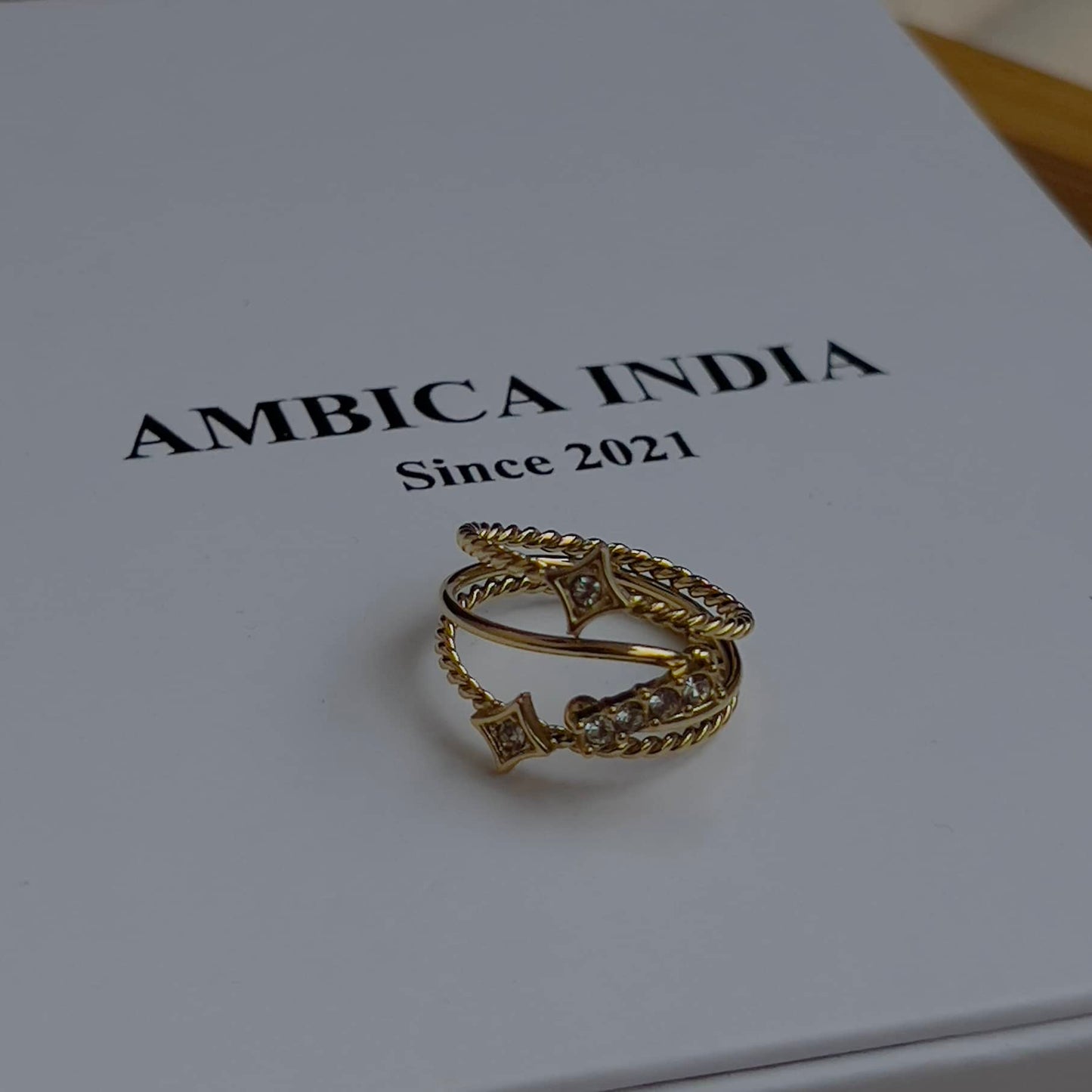 Tiny triangle crystal ring