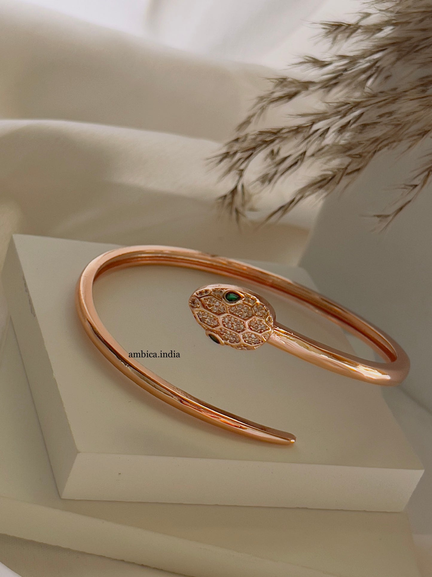 Serpent with crystal studded adjustable bracelet