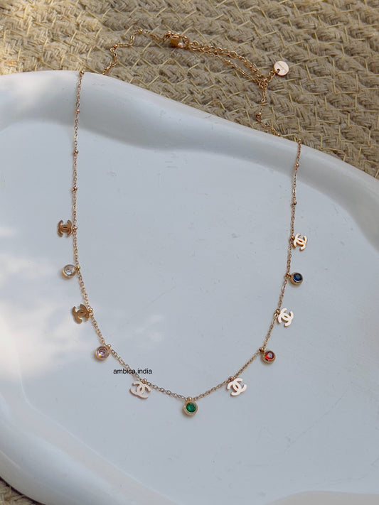 CC with multicolour stone necklace (Copy)