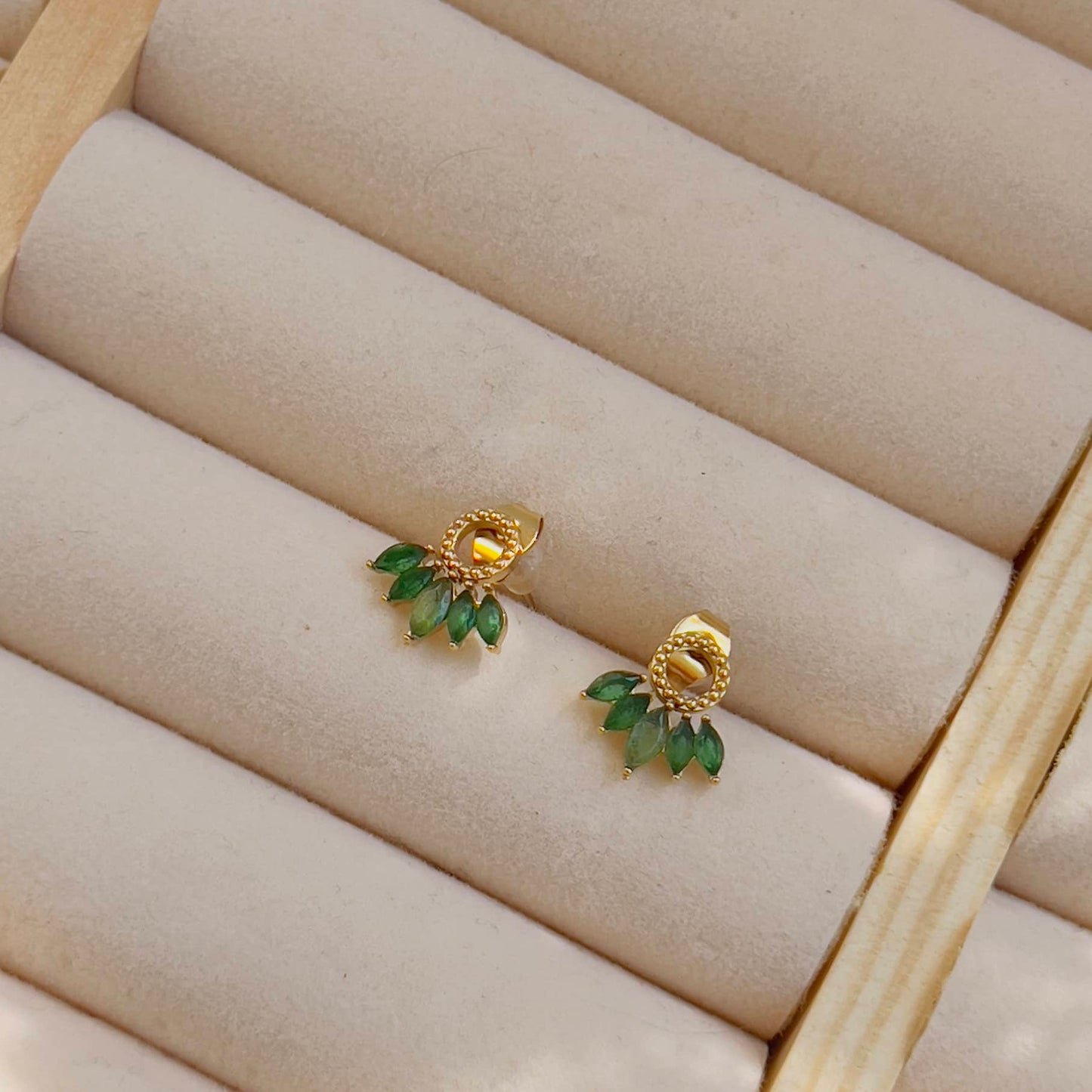 Green crystal marquise cut earrings