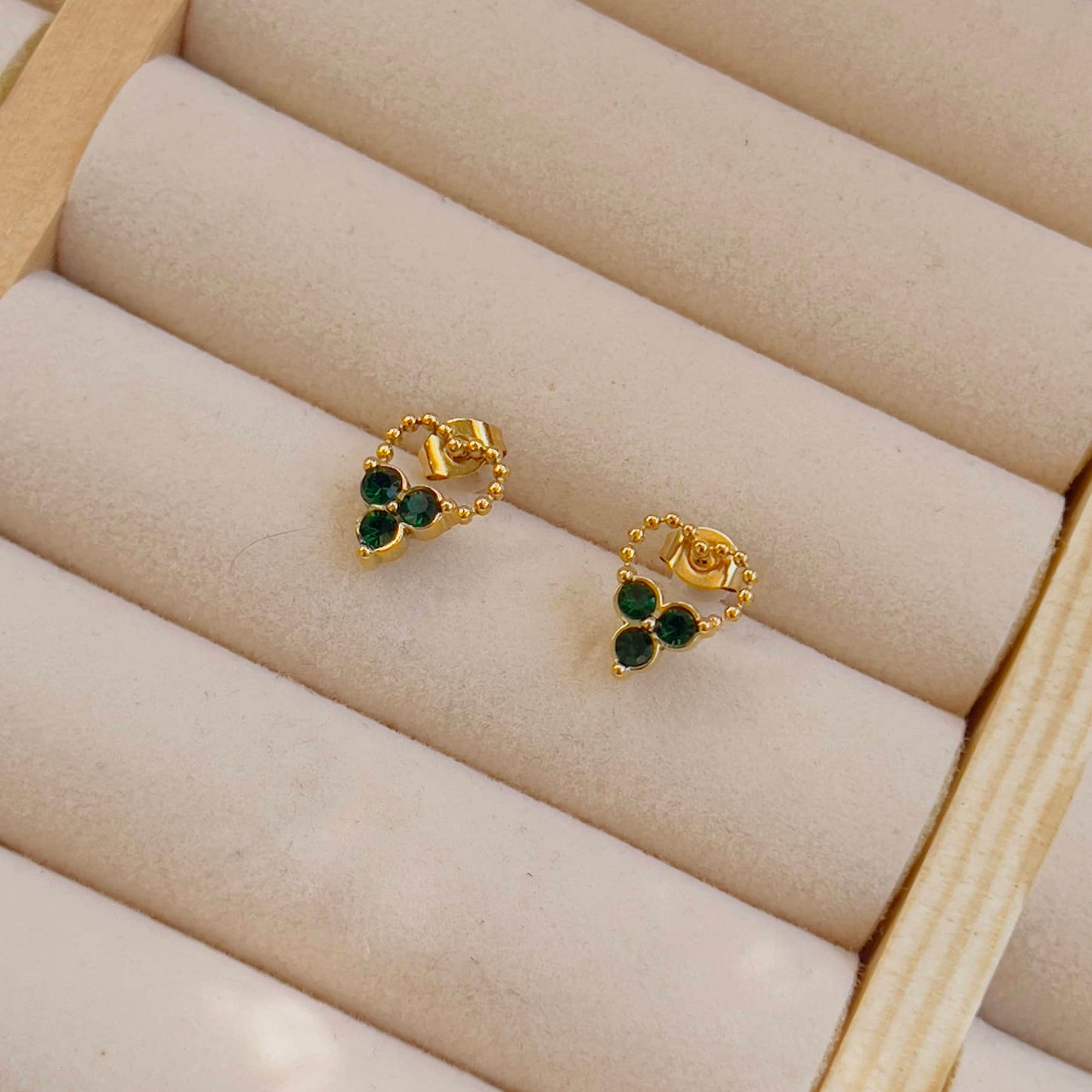 Green flower earrings