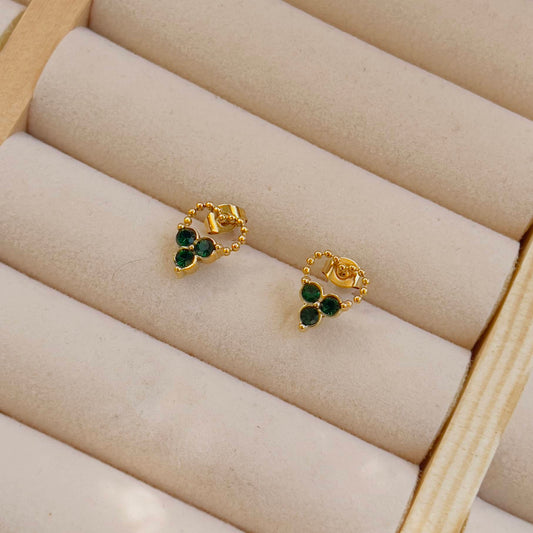 Green flower earrings