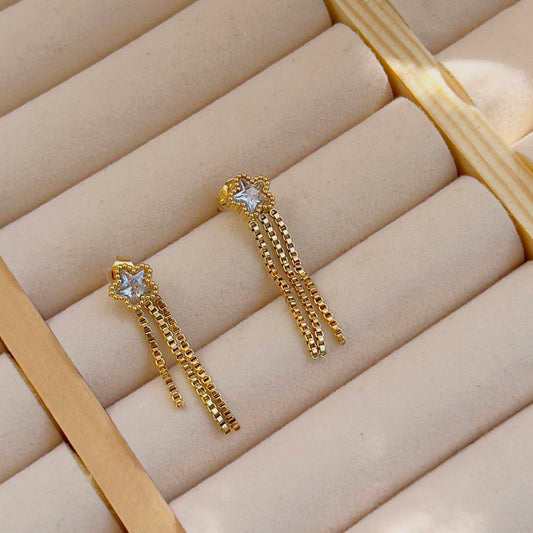 White crystal star earrings